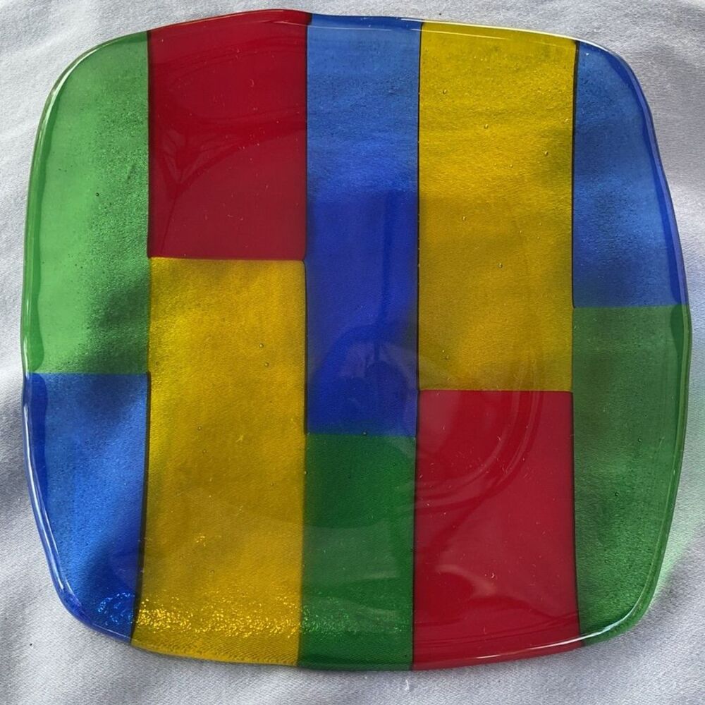 Vintage Fused Art Glass Trinket Dish